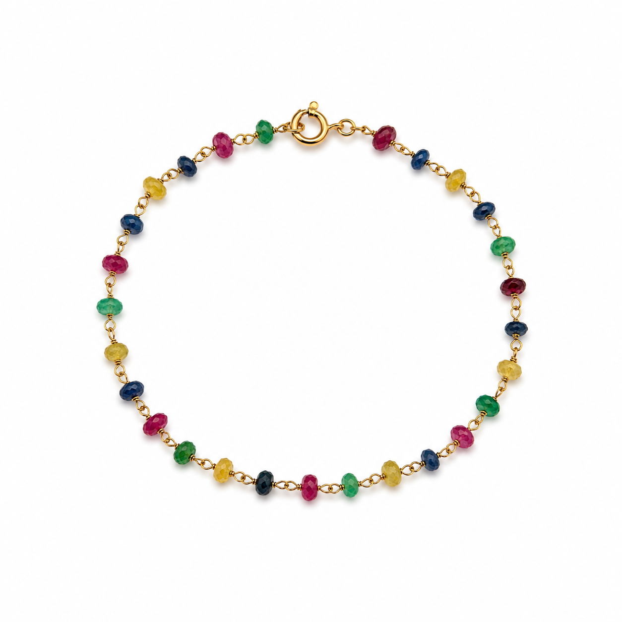 Pulseira pedras ouro 800