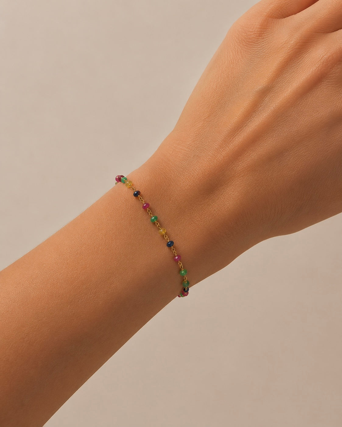 Pulseira pedras ouro 800