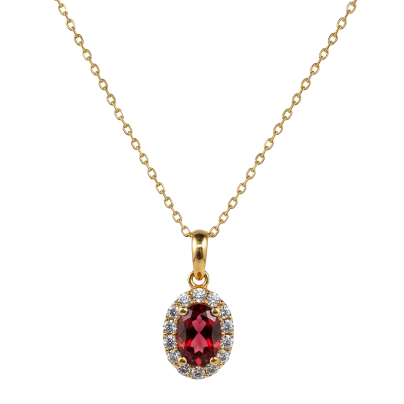 Colar rubi e diamantes ouro 800