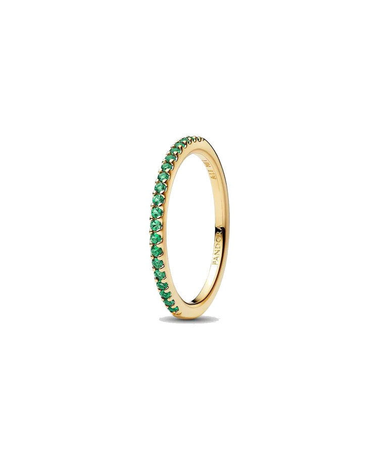 Anel Meio Aro Eternidade Verde Pandora