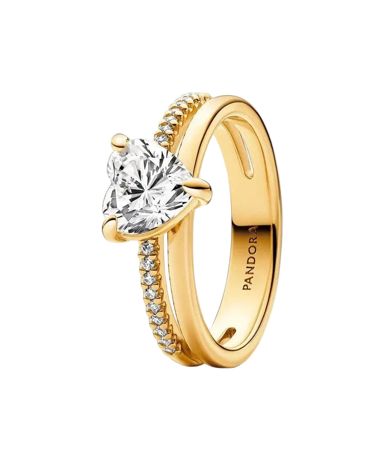 Anel Pandora Shine Double Band Heart