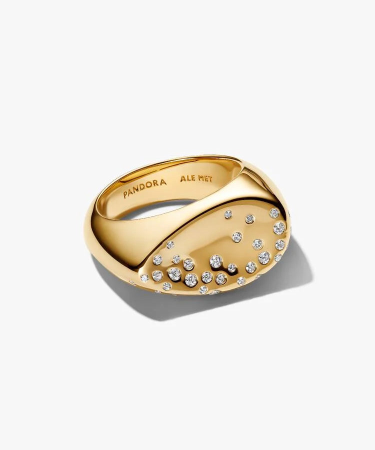 Anel Pandora Selo Cúpula Oval com Pedras