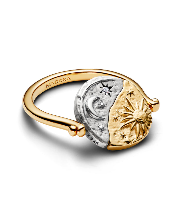 Anel Pandora Medalhão Reversível Sol & Lua