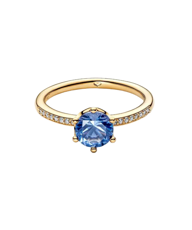 Anel Solitário Coroa Azul Sparkling Pandora