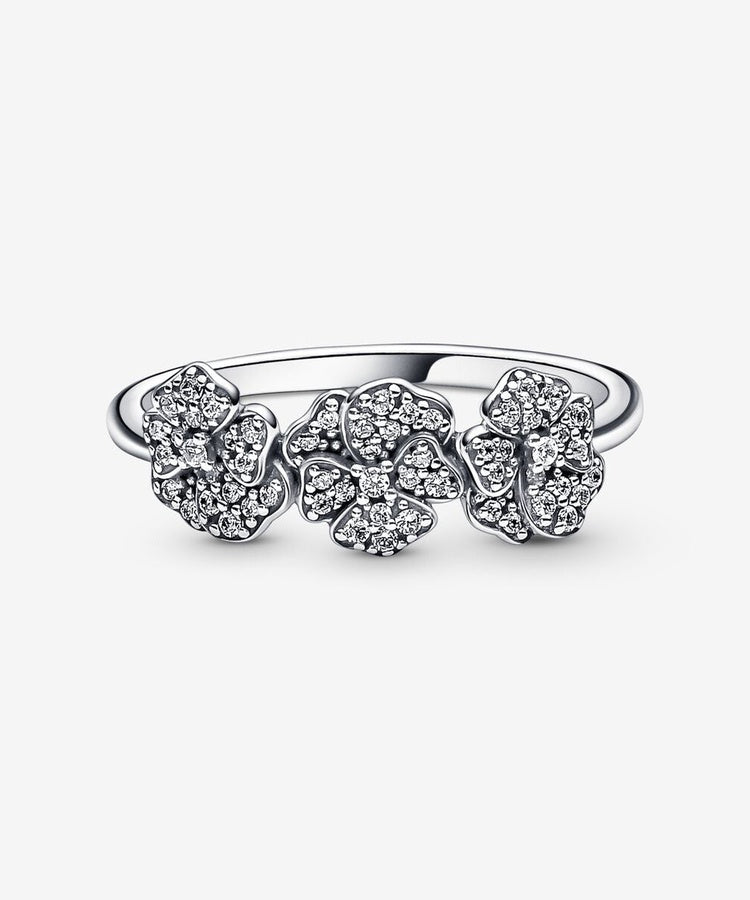 Anel Pandora Triple Pansy Flower