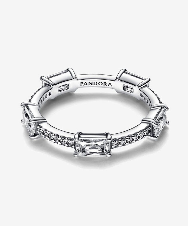 Anel Pandora Rectangular Bars Sparkling Pavé