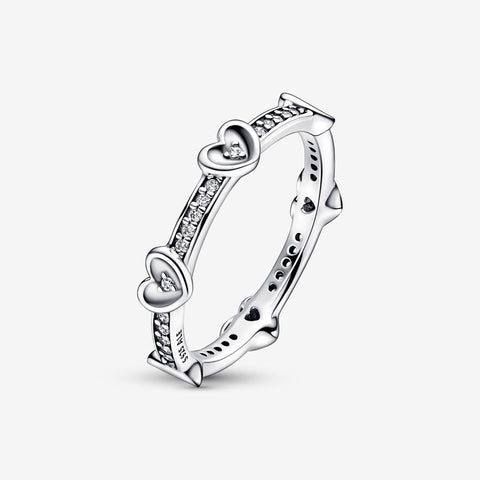 Anel Pandora Radiant Sparkling Hearts Anel Pandora Radiant Sparkling Hearts