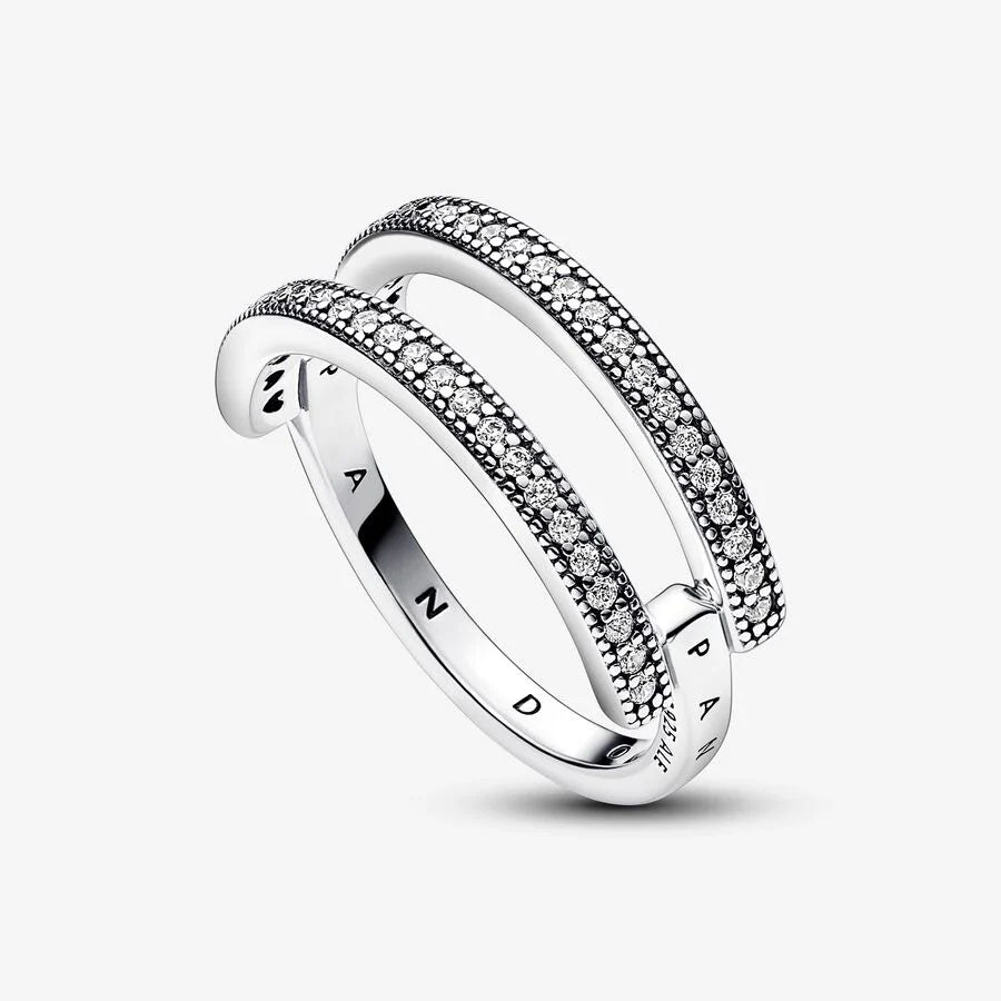 Anel Pandora Signature Logo &  Pavé Double Ring