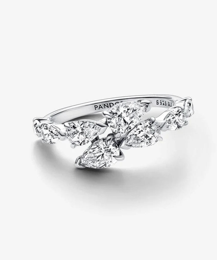 Anel Pandora Sparkling Overlapping Band
