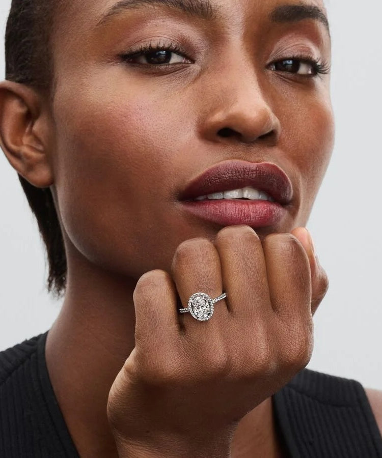 Anel Pandora Statement Auréola Oval Brilhante