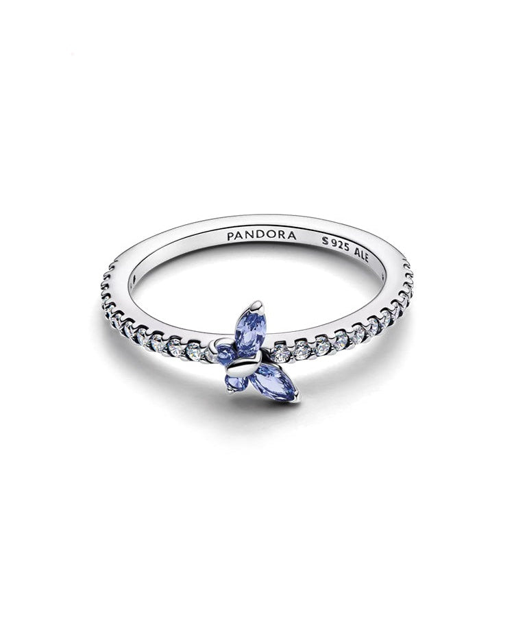 Anel Pandora Borboleta Brilhante Azul