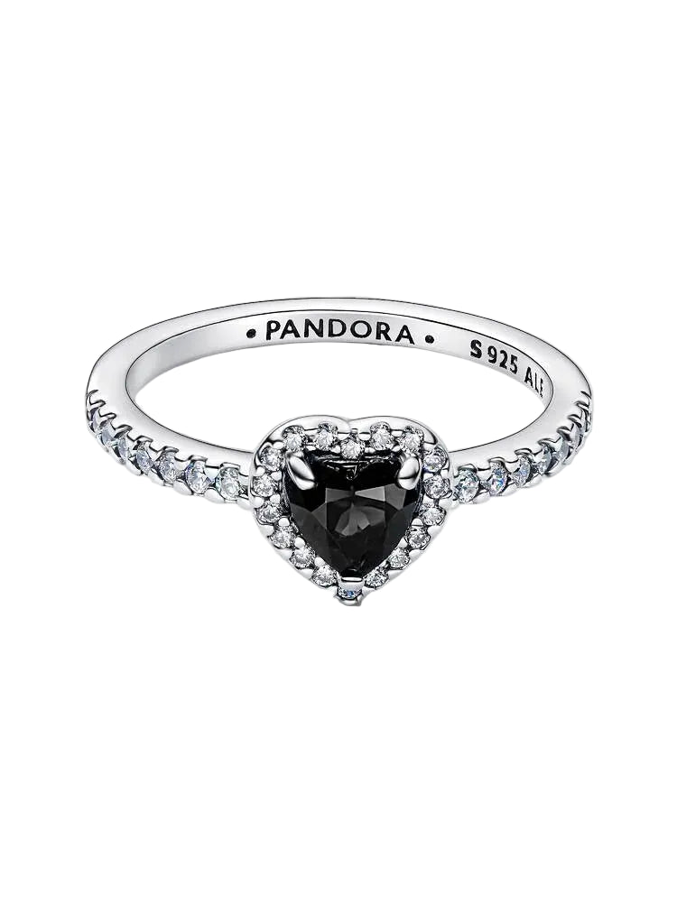 Anel Coração Preto Elevado Pandora