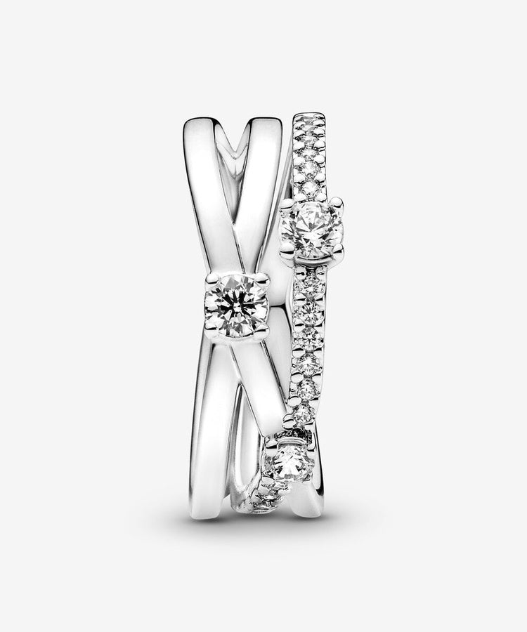 Anel Pandora Sparkling Triple Band
