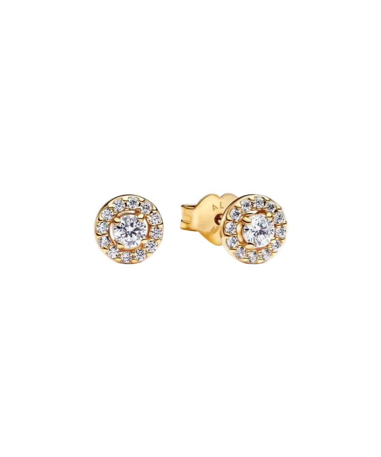 Brincos Pandora Round Pavé Halo