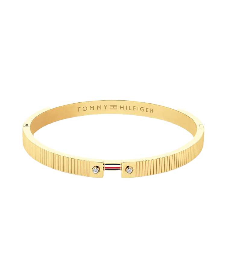 Pulseira Stripes em aço dourado e cristal