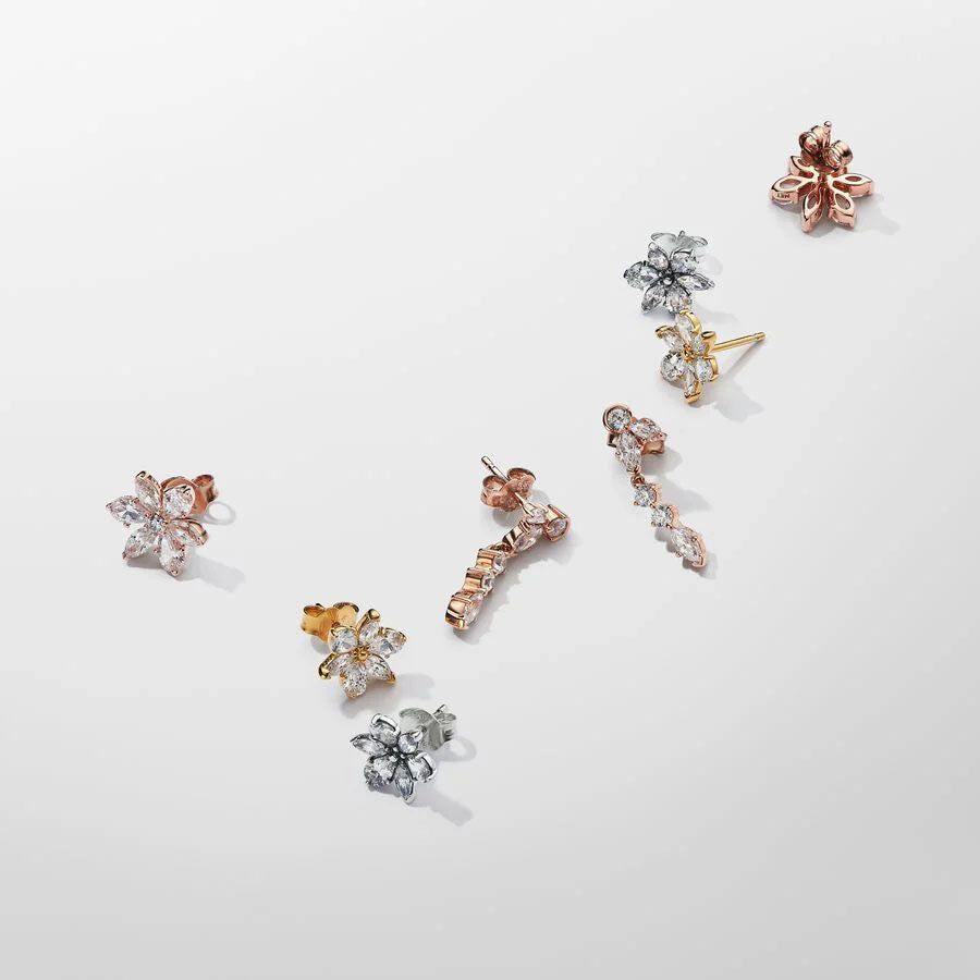 Brincos Pandora Sparkling Herbarium Cluster