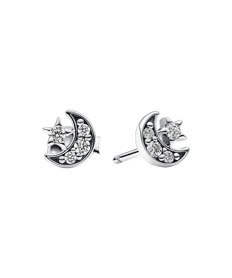 Brincos Pandora Sparkling Moon and Star