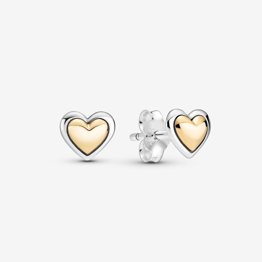 Brincos Pandora Domed Golden Heart