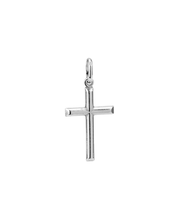 Cruz lisa prata 2 cm Topázio