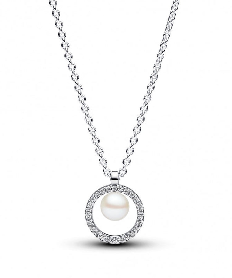 Colar Pandora Treated Freshwater Cultured Pearl & Pavé