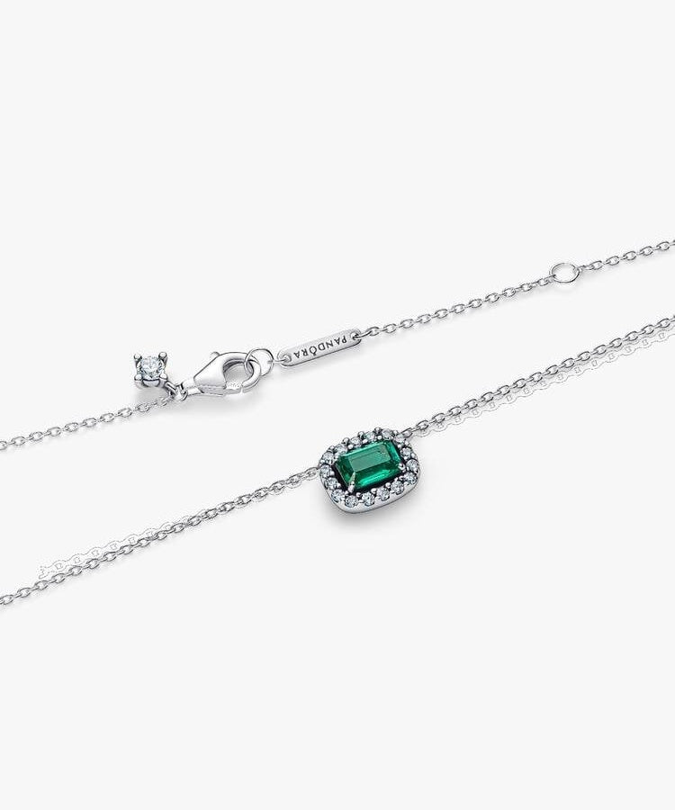 Colar Pendente Auréola Verde Cintilante Rectangular