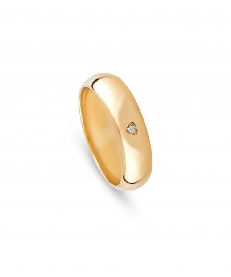 Aliança de casamento ouro amarelo com diamante 6 mm