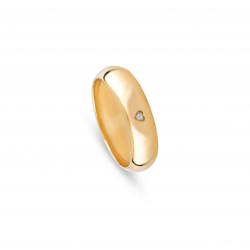 Aliança de casamento ouro amarelo com diamante 6 mm