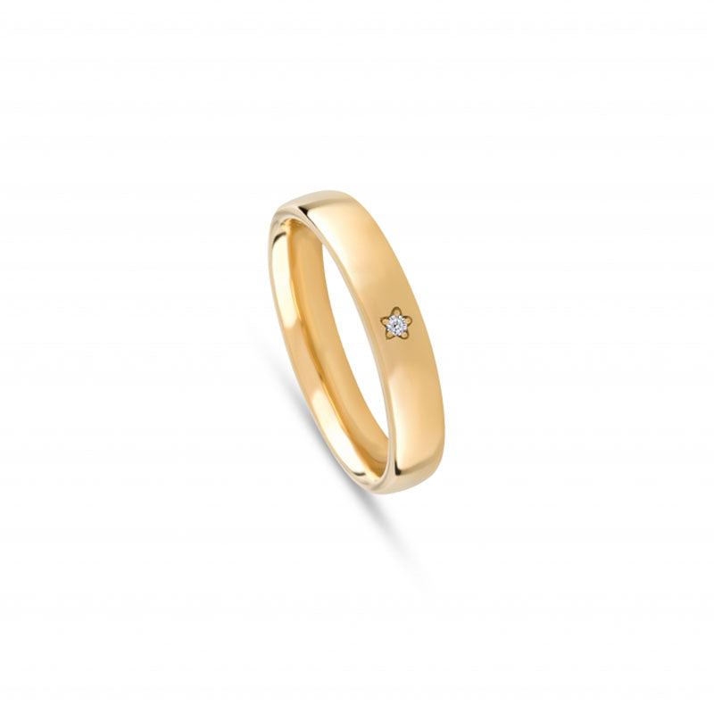 Aliança de casamento ouro amarelo com diamante