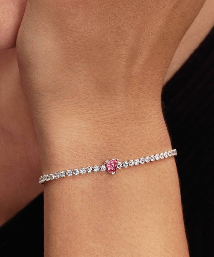 Pulseira Pandora Ténis Coração Cintilante Rosa