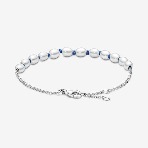 Pulseira Pandora Freshwater Pearl Blue Cord Pulseira Pandora Freshwater Pearl Blue Cord