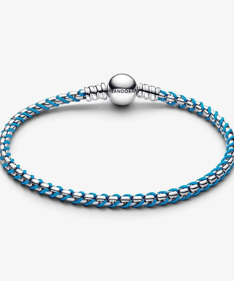 Pulseira Pandora Malha Snake Cordão Azul