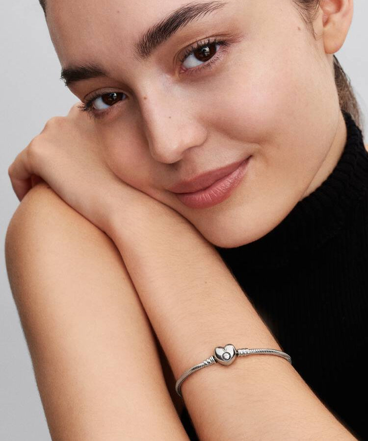 Pulseira Pandora Malha Snake e Coração