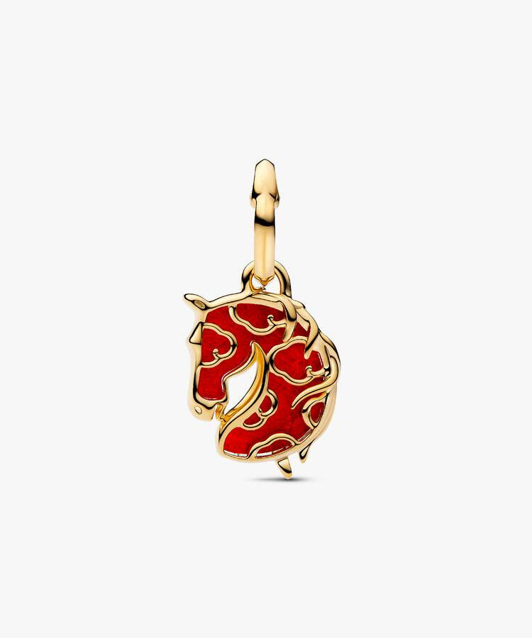 Conta Pandora Vidro Murano Cavalo de Fogo Vermelho