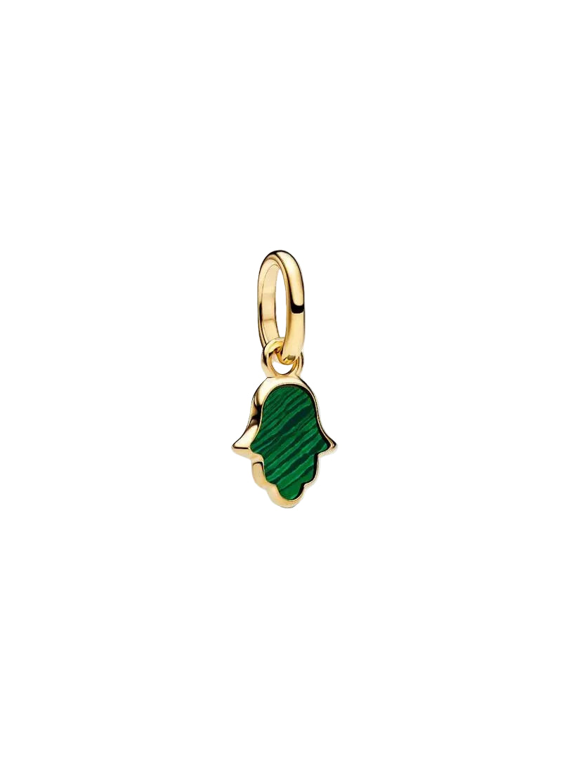 Mini-conta Pendente Pandora Mão Hamsa Verde