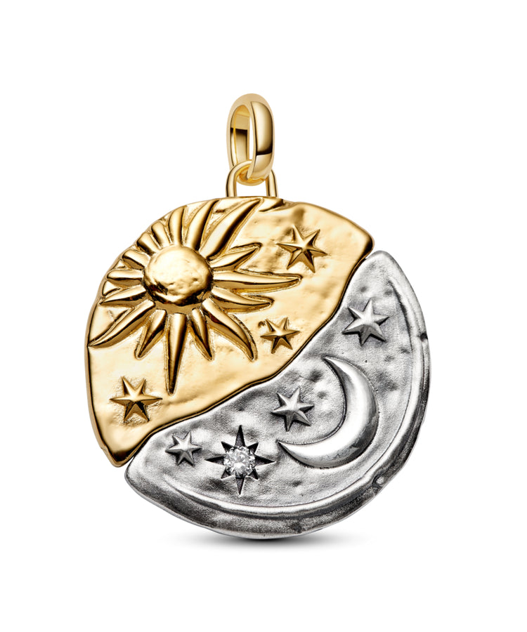 Conta Pandora Medalhão Sol & Lua Sobredimensionado