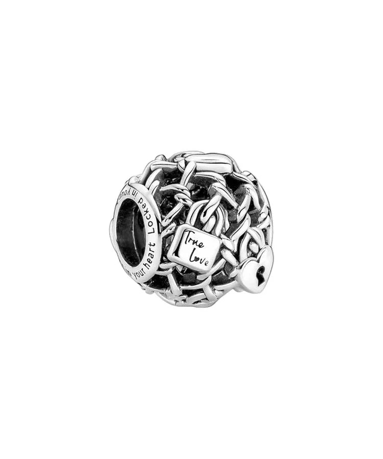 Conta Pandora Openwork Chain Link Padlock