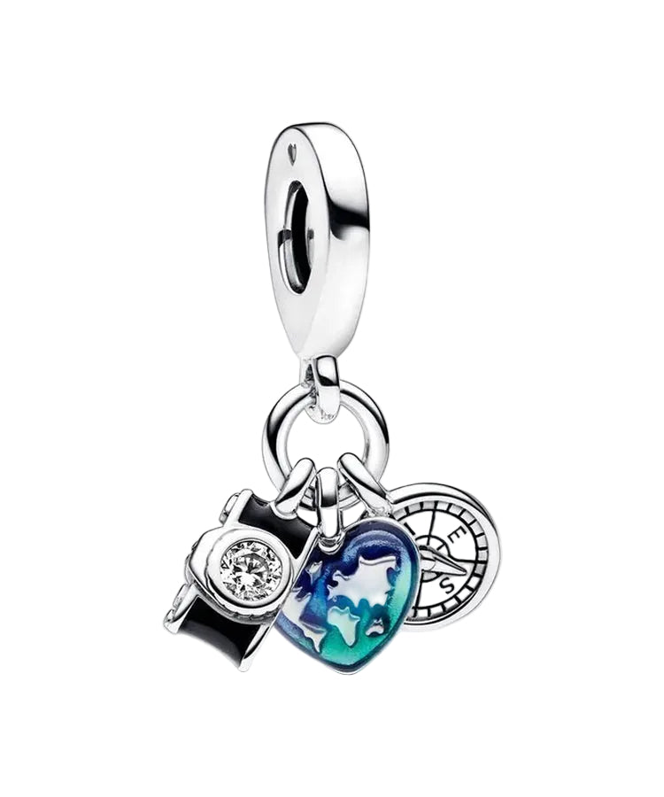 Conta Pandora Camera, Heart and Compass