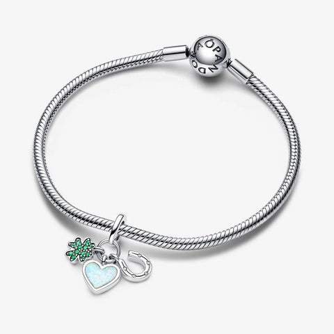 Conta Pandora Four Leaf Clover, Heart and Horseshoe Conta Pandora Four Leaf Clover, Heart and Horseshoe
