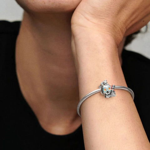 Conta Pandora Disney Pixar Coco Miguel and Dante Skull Conta Pandora Disney Pixar Coco Miguel and Dante Skull