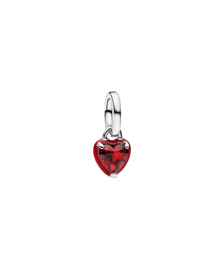 Mini Conta Pandora Pendente Coração Chakra Vermelho