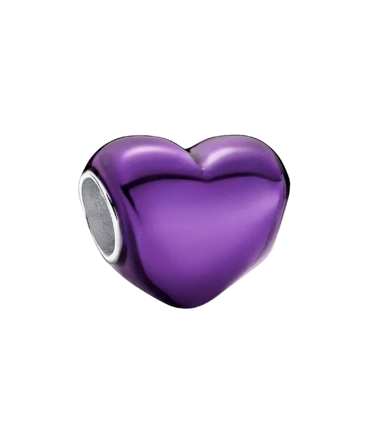 Conta Pandora Coração Roxo Metálico