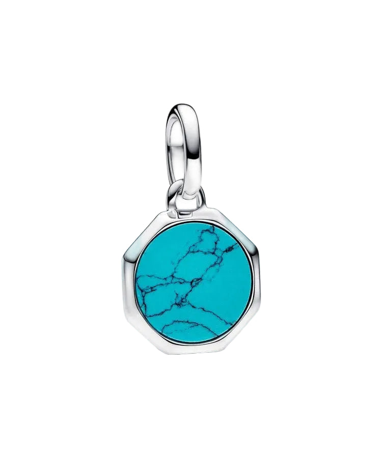 Mini Medalhão Pandora Turquesa Gravável