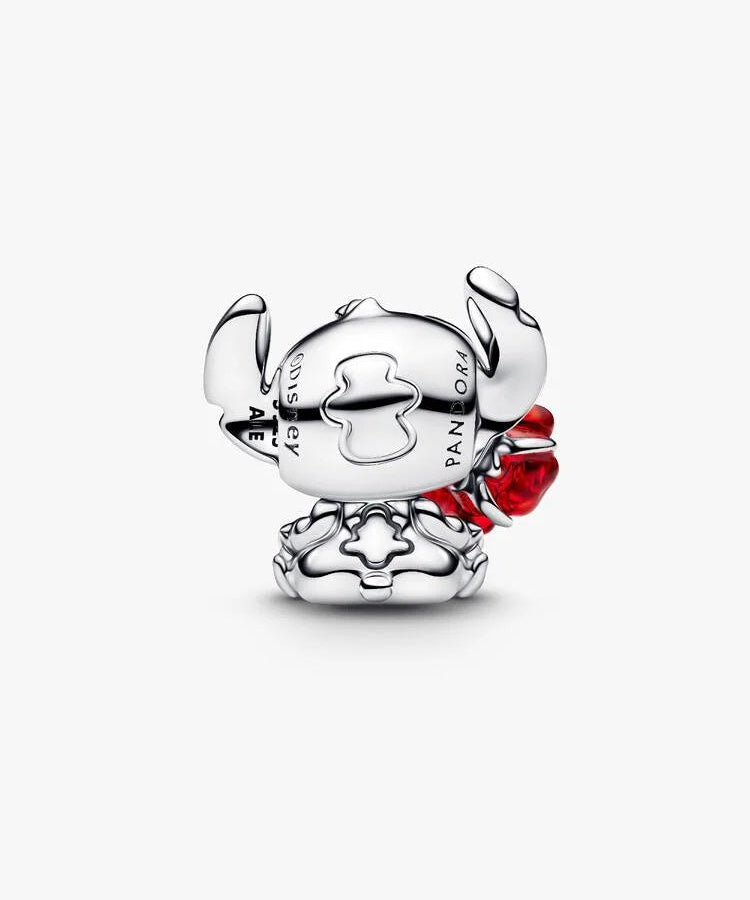 Conta Pandora Vidro Murano Rosa Stitch Disney