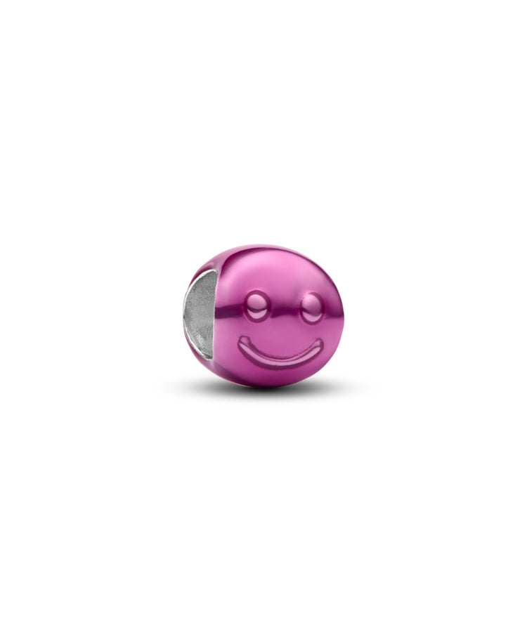 Mini Conta Pandora Carinha Feliz Rosa