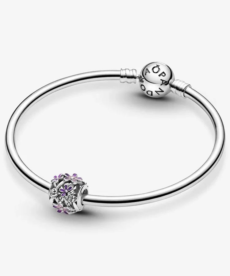 Conta Pandora Openwork Purple Daisy