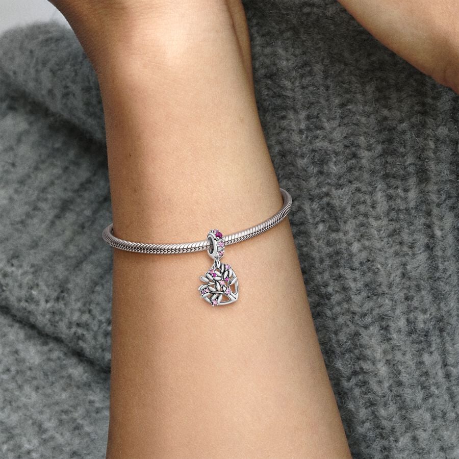 Conta Pandora Pink Heart Family Tree