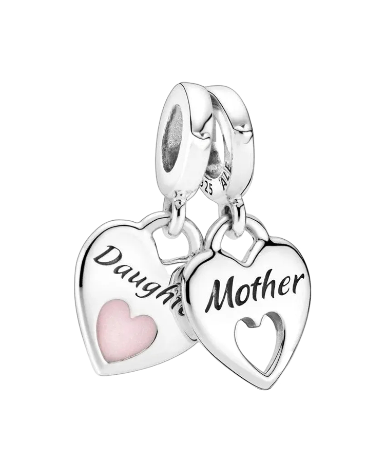 Conta Pandora Mother and Daughter Double Heart Split