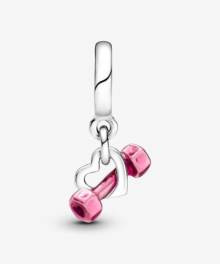 Conta Pandora Dumbbell and Heart