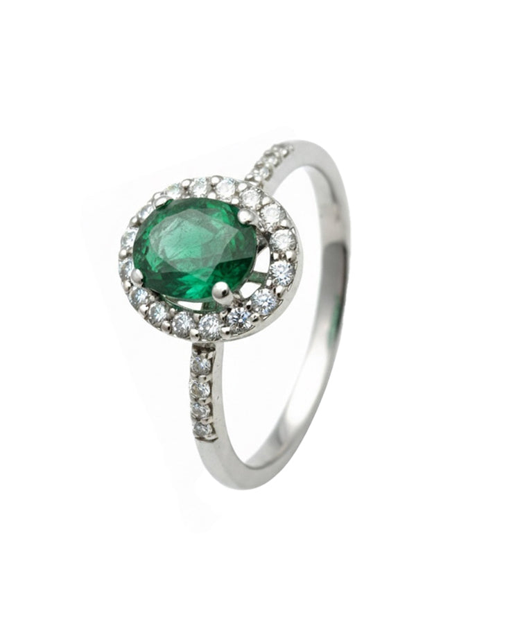 Anel Ouro Branco, Esmeraldas e Diamantes Naturais