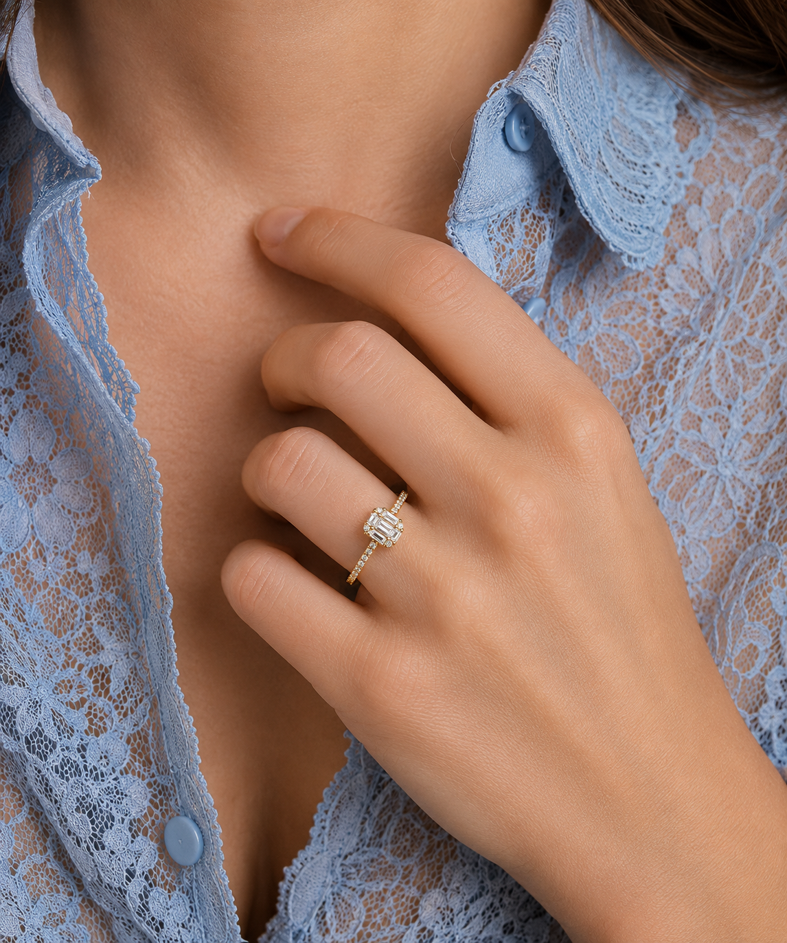 Anel ouro amarelo e Diamantes Naturais